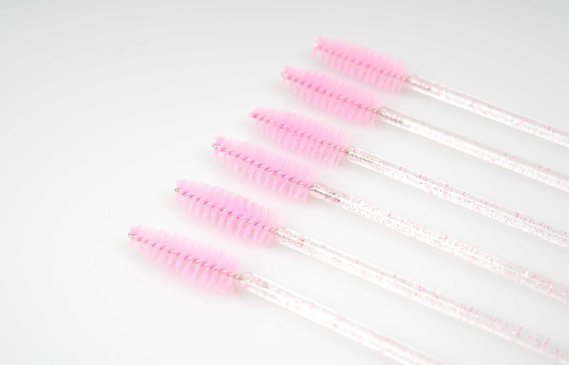 Pink glitter lash wands