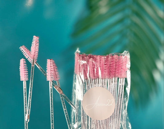 Pink glitter lash wands